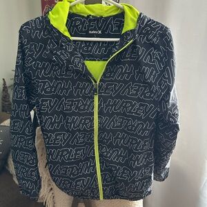 Hurley Black and Neon Green Kids Jacket